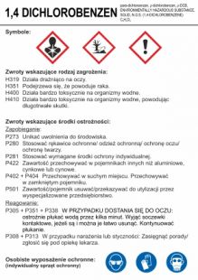 1,4 Dichlorobenzen - etykieta chemiczna, oznakowanie opakowania - LC028