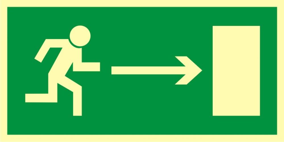 AA002 - Kierunek do wyjścia drogi ewakuacyjnej w prawo - znak ewakuacyjny