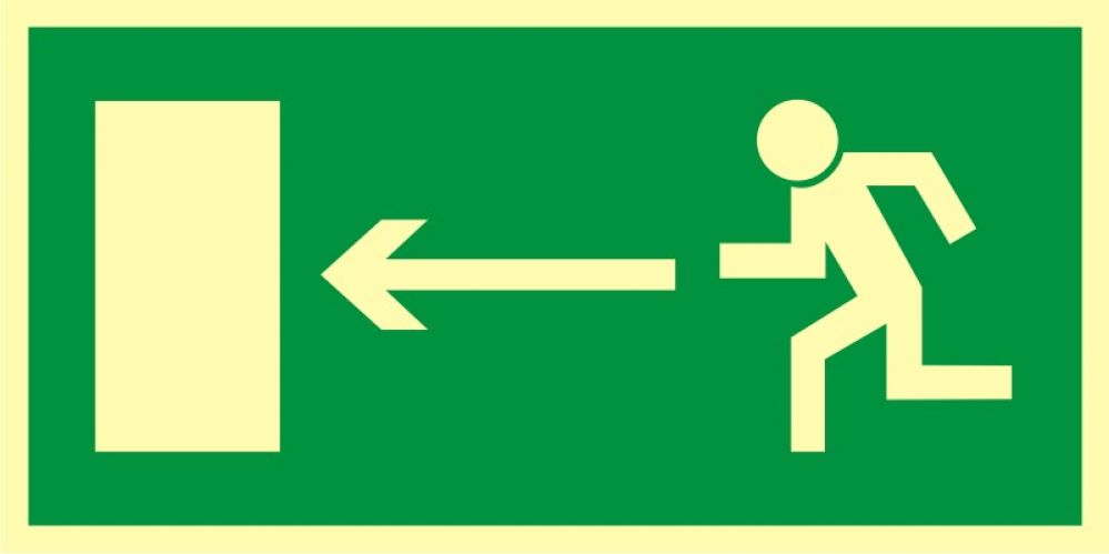 AA003 - Kierunek do wyjścia drogi ewakuacyjnej w lewo - znak ewakuacyjny