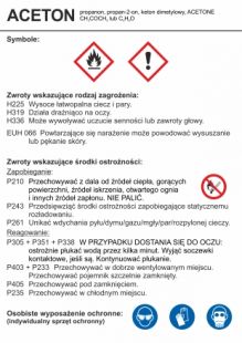 Aceton - etykieta chemiczna, oznakowanie opakowania - LC021