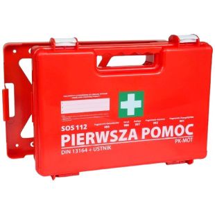 Apteczka pierwszej pomocy przenośna ścienna z wyposażeniem 33x24x9 z wieszakiem na ścianę