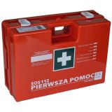 Apteczka zakładowa przemysłowa przenośna 45x33,5x15 wieszak na ścianę - Pierwsza pomoc przy poparzeniach w miejscu pracy