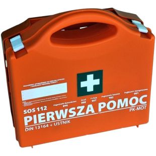 Apteczka pierwszej pomocy zakładowa przemysłowa przenośna 27x27x9,5 z wieszakiem na ścianę