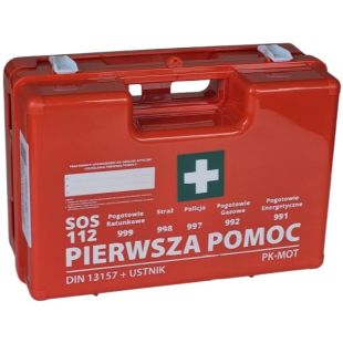 Apteczka pierwszej pomocy zakładowa przemysłowa przenośna 33x24,5x12,5 z wieszakiem na ścianę