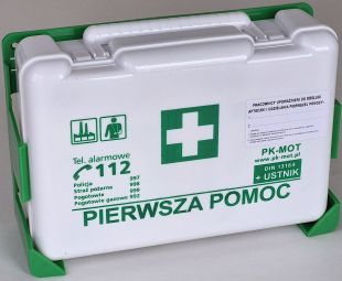 Apteczka zakładowa przemysłowa przenośna 26x17x8 wieszak na ścianę - biała