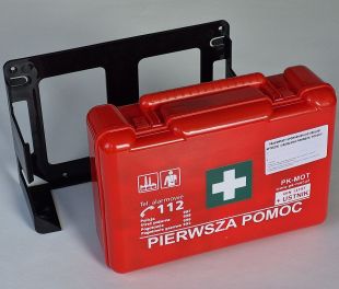 Apteczka zakładowa przemysłowa przenośna 26x17x8 wieszak na ścianę - czerwona