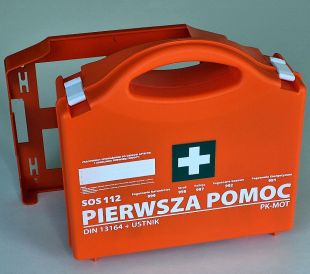 Apteczka zakładowa przemysłowa przenośna 27x27x9,5 wieszak na ścianę