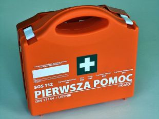 Apteczka zakładowa przemysłowa przenośna 27x27x9,5 wieszak na ścianę