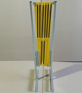 Bariera harmonijkowa, nożycowa - zapora drogowa rozsuwana - żółto-czarna