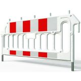 Barierka drogowa Centurion - zapora zabezpieczająca, ostrzegawcza, tymczasowa U-20 PCV biała - Znak A-14 „roboty drogowe” i urządzenia BRD do zabezpieczania robót