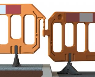 Barierka drogowa Neos / Gate - zapora zabezpieczająca, ostrzegawcza, tymczasowa U-20 PCV czerwona z nóżkami