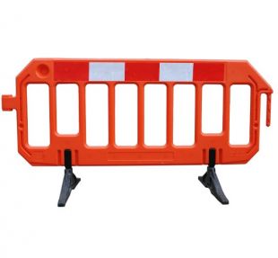 Barierka drogowa Neos Yel - zapora zabezpieczająca, ostrzegawcza, tymczasowa U-20 PCV żółta z nóżkami