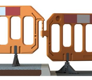 Barierka drogowa Neos Yel - zapora zabezpieczająca, ostrzegawcza, tymczasowa U-20 PCV żółta z nóżkami