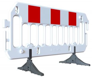 Barierka drogowa Revia / Eurovision - zapora zabezpieczająca, ostrzegawcza, tymczasowa biała plastikowa