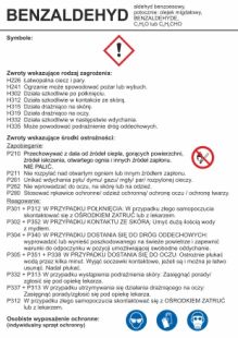 Benzaldehyd - etykieta chemiczna, oznakowanie opakowania - LC010