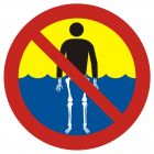 Bezwzględny zakaz kąpieli - woda silnie skażona - znak, kąpieliska - OH017