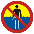 Bezwzględny zakaz kąpieli - woda silnie skażona - znak, kąpieliska - OH017