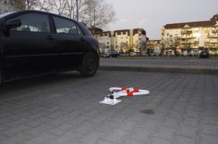 Blokada parkingowa na kłódkę - Motyl 60 cm, ocynkowana, lakierowana