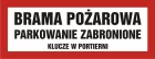 Brama pożarowa-parkowanie zabronione - znak przeciwpożarowy ppoż - BC112