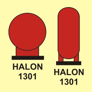 Butle halonu 1301 umieszczone w rejonie chronionym - znak morski - FA046