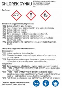 Chlorek cynku - etykieta chemiczna, oznakowanie opakowania - LC026