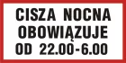 Cisza nocna obowiązuje od 22.00 do 6.00 - znak informacyjny - PB108