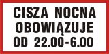 Cisza nocna obowiązuje od 22.00 do 6.00 - znak informacyjny - PB108 - Budynki mieszkalne – oznakowanie Cisza nocna obowiązuje od 22.00 do 6.00 - znak informacyjny - PB108 - Budynki mieszkalne – oznakowanie