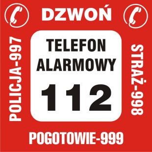 DA005 - Nalepka Na Telefon - Pogotowie 999, Straż 998, Policja 997 ...