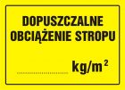 Dopuszczalne obciążenie stropu ........ kg/m2 - znak, tablica budowlana - OA060