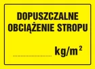 Dopuszczalne obciążenie stropu ........ kg/m2 - znak, tablica budowlana - OA060