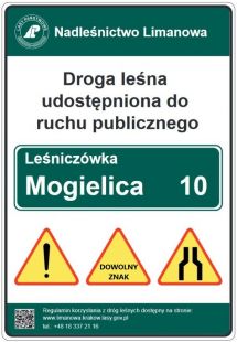 Droga leśna udostępniona do ruchu publicznego TL-2 - nadleśnictwo - tablica znak