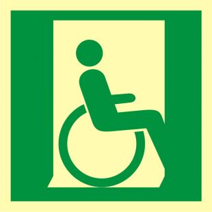 Drzwi ewakuacyjne dla niepełnosprawnych w prawo - znak ewakuacyjny - AC055