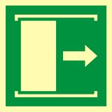 Drzwi przesuwane w celu otwarcia - znak ewakuacyjny - AAE033 - Znak „ciągnąć, aby otworzyć” i inne – stara a nowa norma