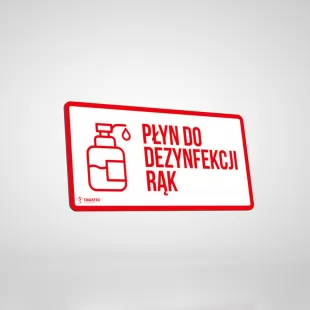 Epidemia - przeciwdziałanie pandemii - naklejka BHP - płyn do dezynfekcji rąk