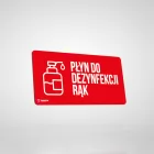 Epidemia - przeciwdziałanie pandemii - naklejka BHP - płyn do dezynfekcji rąk - ZP E4 Epidemia - przeciwdziałanie pandemii - naklejka BHP - płyn do dezynfekcji rąk
