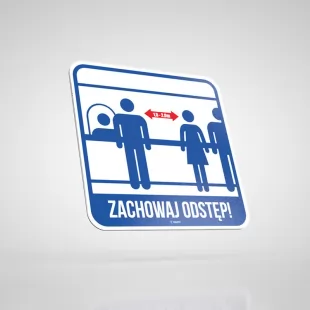 Epidemia - przeciwdziałanie pandemii - naklejka BHP - zachowaj odstęp