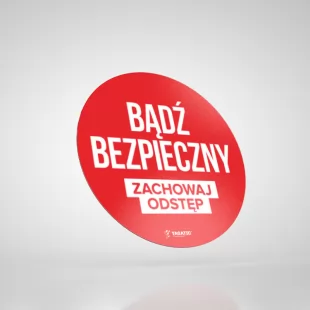 Epidemia - przeciwdziałanie pandemii - naklejka BHP - zachowaj odstęp, okrągła