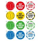 Epidemia - przeciwdziałanie pandemii - naklejka BHP - zachowaj odstęp, okrągła