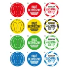 Epidemia - przeciwdziałanie pandemii - naklejka BHP - zachowaj odstęp, okrągła
