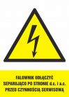 Falownik należy odłączyć separująco po stronie d.c i a.c przed czynnością serwisową - znak elektryczny
