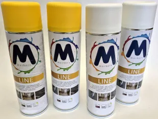 Farba drogowa biała, żółta w sprayu M-Markers do betonu, do malowania linii