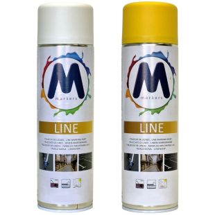 Farba drogowa biała, żółta w sprayu M-Markers do betonu, do malowania linii