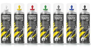 Farba drogowa w sprayu Ampere Traffic do betonu, do malowania linii