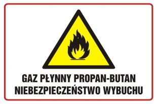 Gaz płynny propan - butan niebezpieczeństwo wybuchu - znak ostrzegający, informujący - NC007