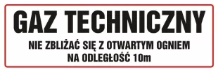 Gaz techniczny nie zbliżać się z otwartym ogniem - znak ostrzegający, informujący - ND012