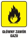 Główny zawór gazu 2 - znak bezpieczeństwa, informujący, gazociągi - JD002