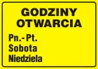 Godziny otwarcia - znak informacyjny - PA016