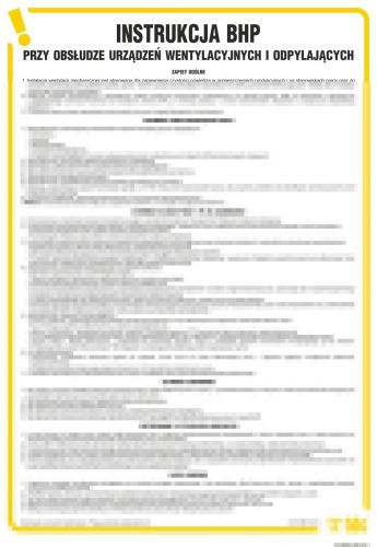 Instrukcja BHP przy obsłudze urządzeń wentylacyjnych i odpylających - IAM03 - Przepisy dot. ogrzewania i wentylacji w miejscu pracy
