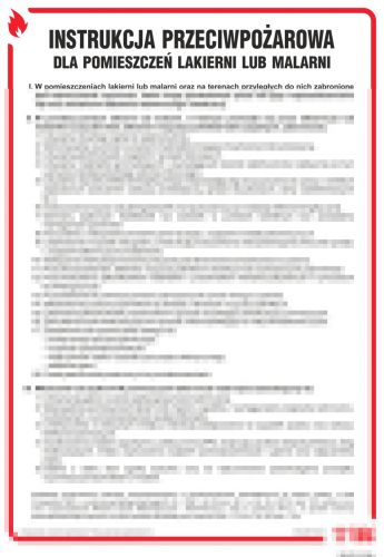 Instrukcja przeciwpożarowa dla lakierni (malarni) - instrukcja ppoż - DB013 - Magazyny i hurtownie – znaki bezpieczeństwa i PPOŻ