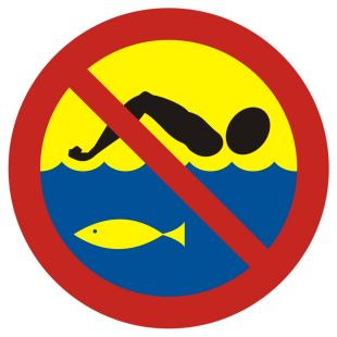 Kąpiel zabroniona - hodowla ryb - znak, kąpieliska - OH014